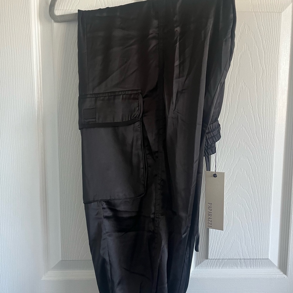 Paparazzi Black Satin Pants